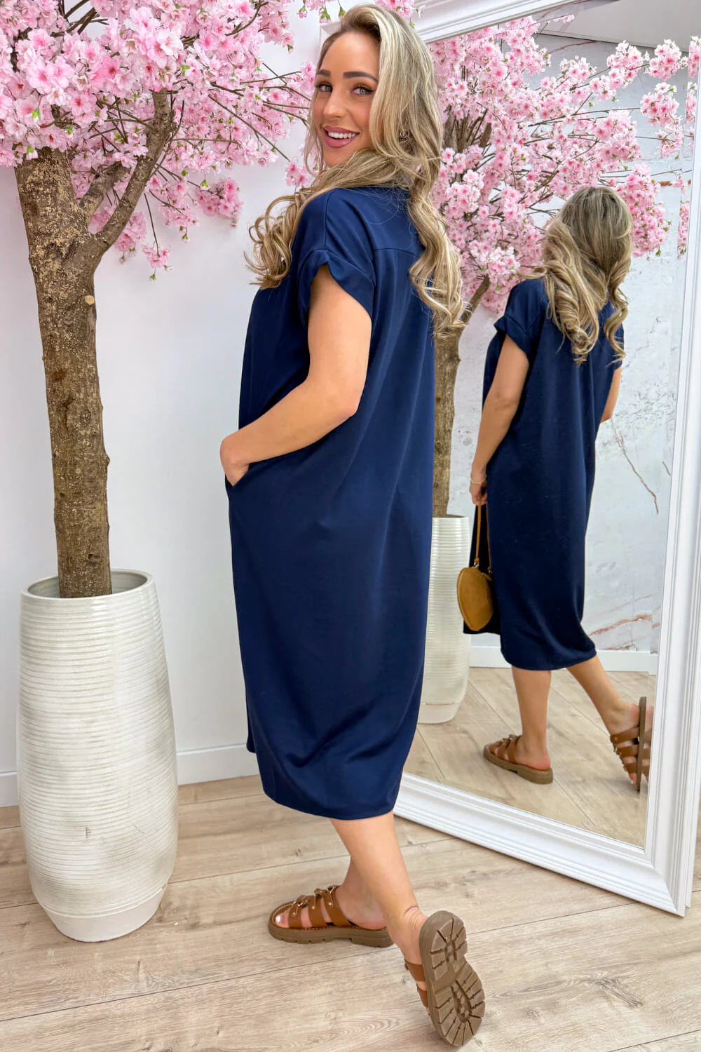 Simple charm dress - Navy - Image 4