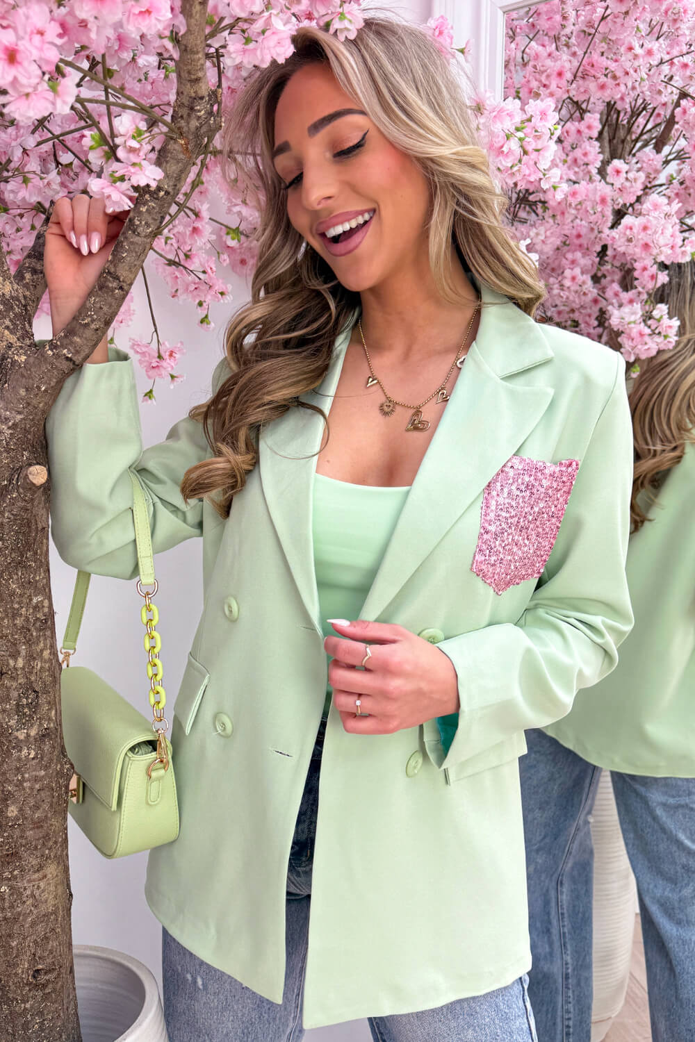 Sparkle pocket blazer - Mint