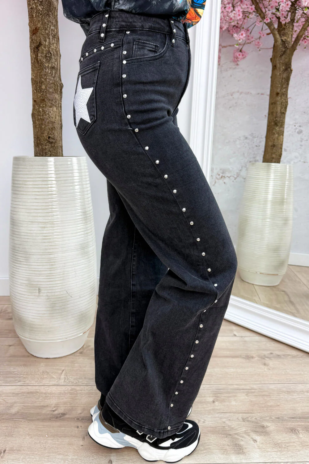 Starstruck studded straight leg jeans - Zilver - Image 2