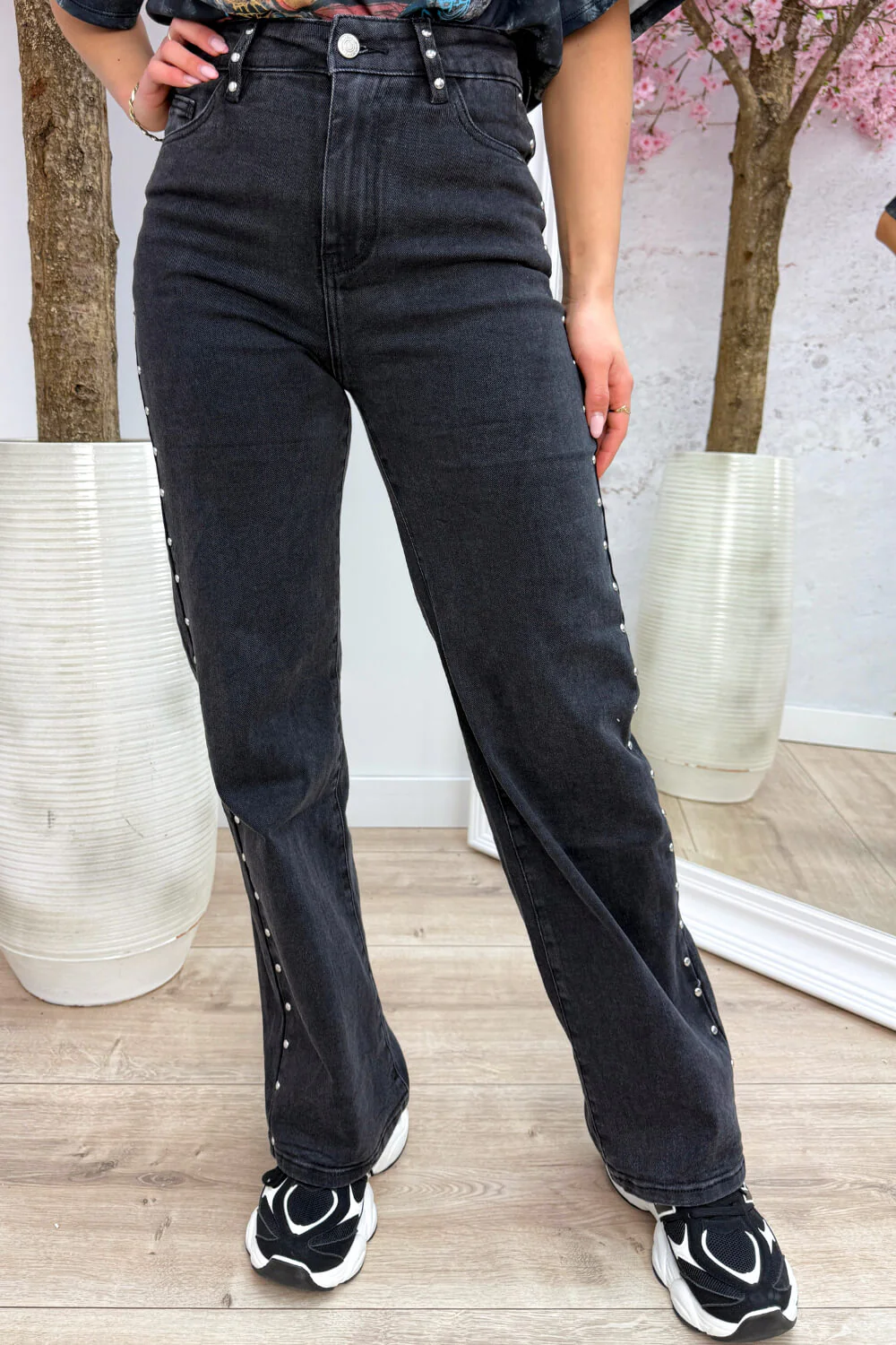 Starstruck studded straight leg jeans - Zilver - Image 3