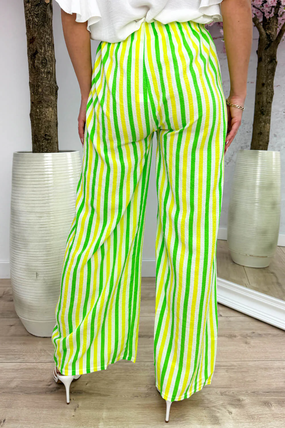 Striped flowy pants - Geel - Image 2