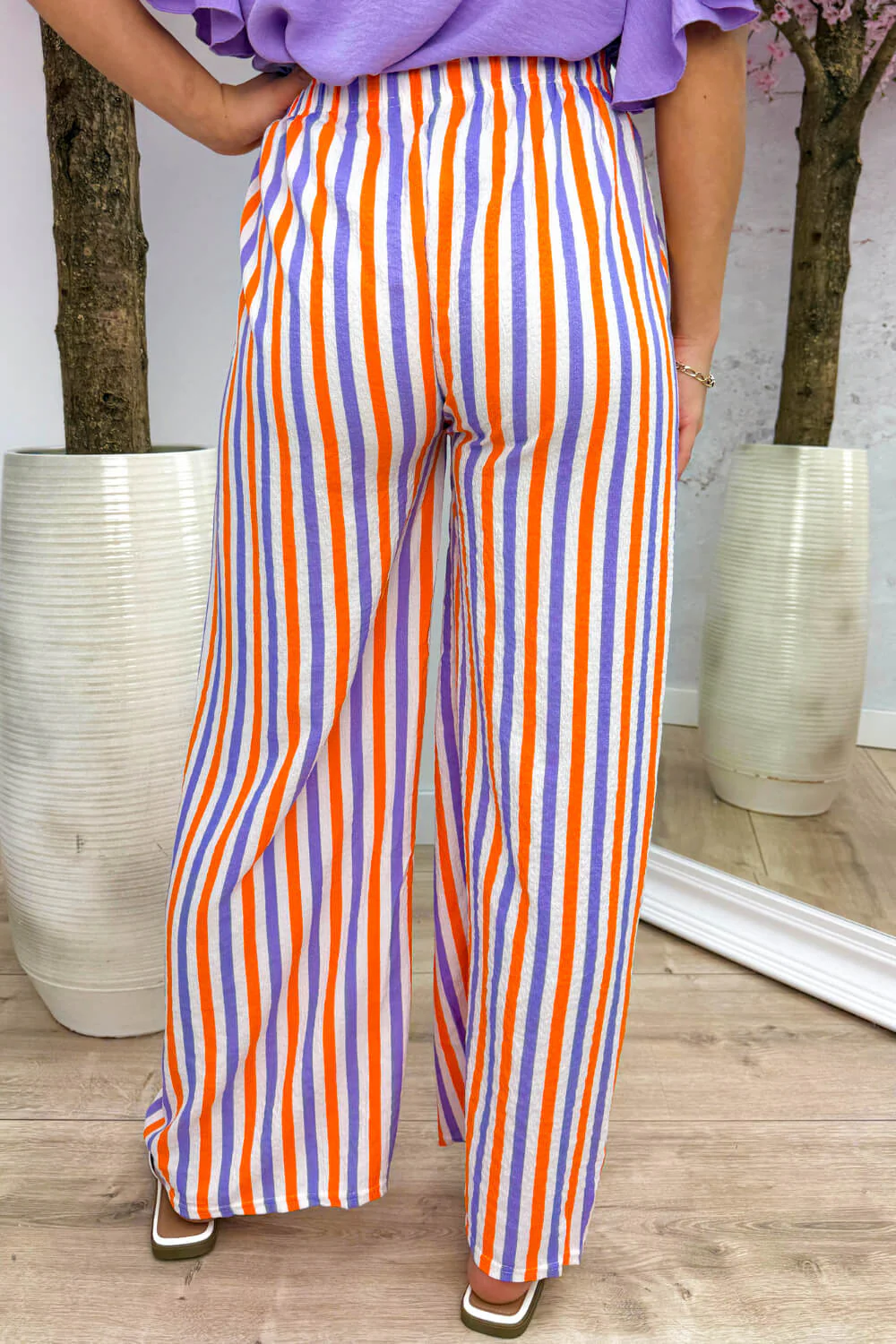 Striped flowy pants - Lila - Image 2