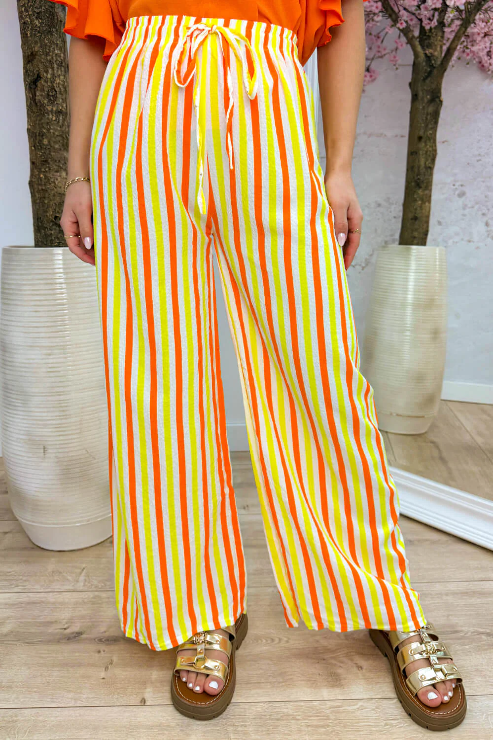 Striped flowy pants - Oranje