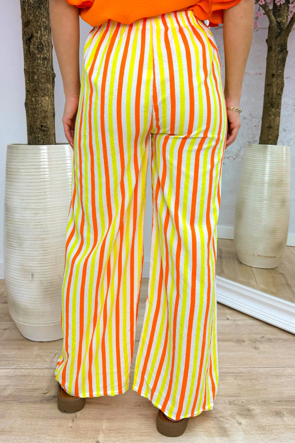 Striped flowy pants - Oranje - Image 2