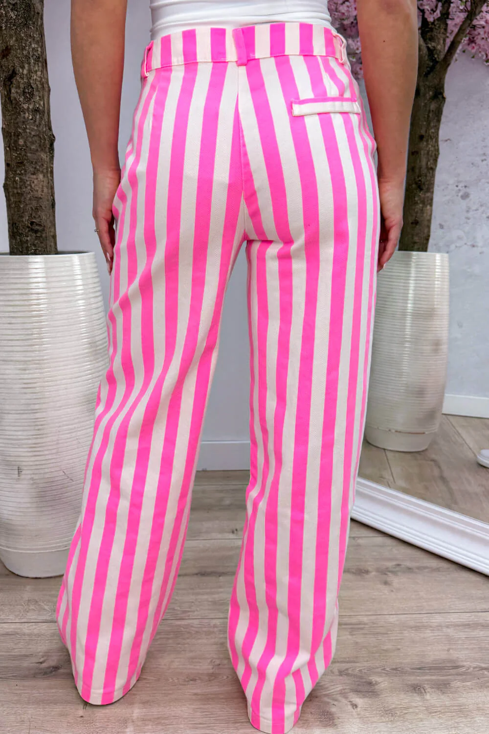 Striped straight leg jeans - Lollypop roze - Image 2