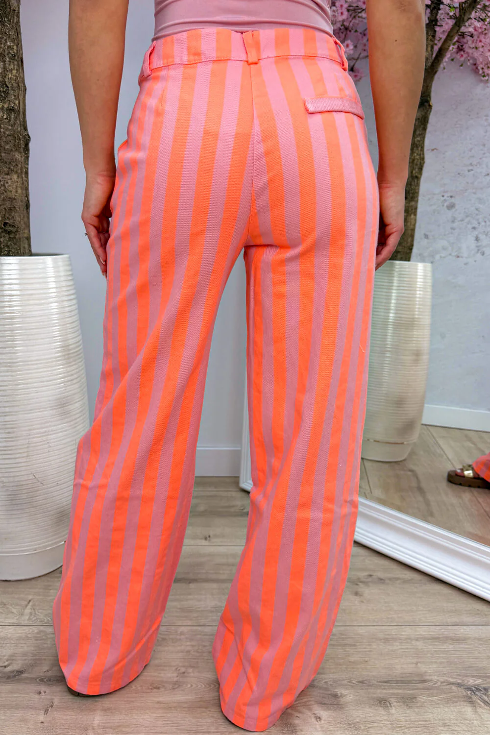 Striped straight leg jeans - Oud roze - Image 2