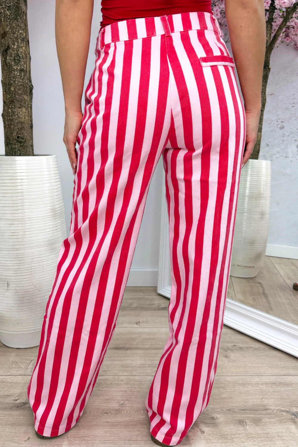 Striped straight leg jeans - Rood - Image 2