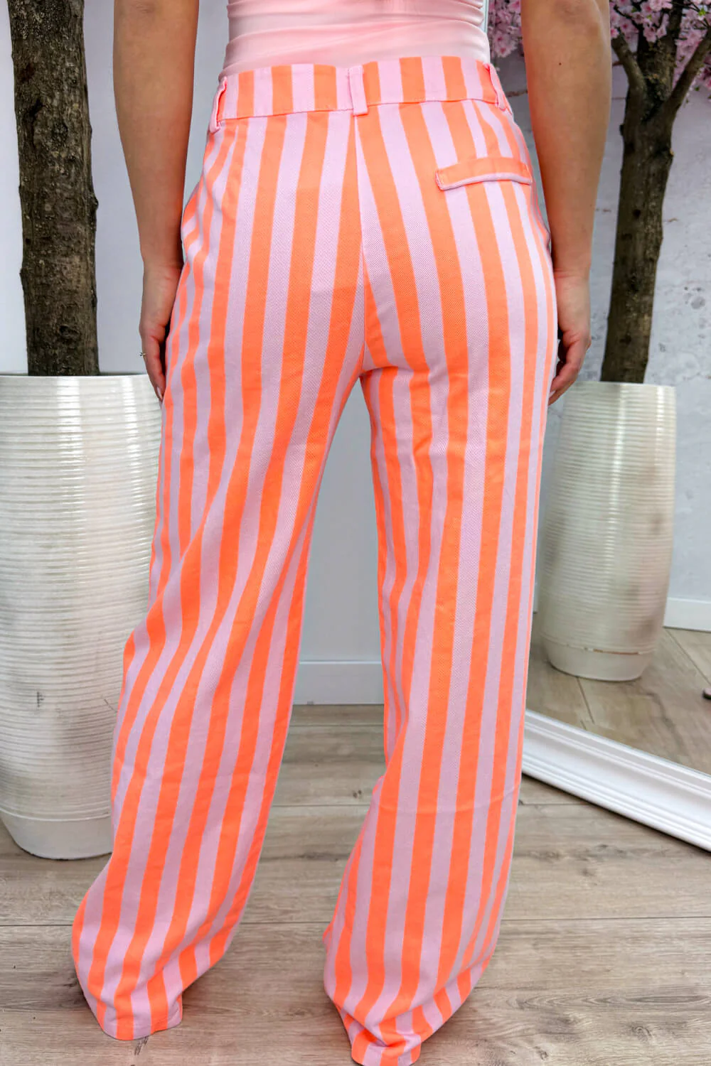 Striped straight leg jeans - Roze - Image 2
