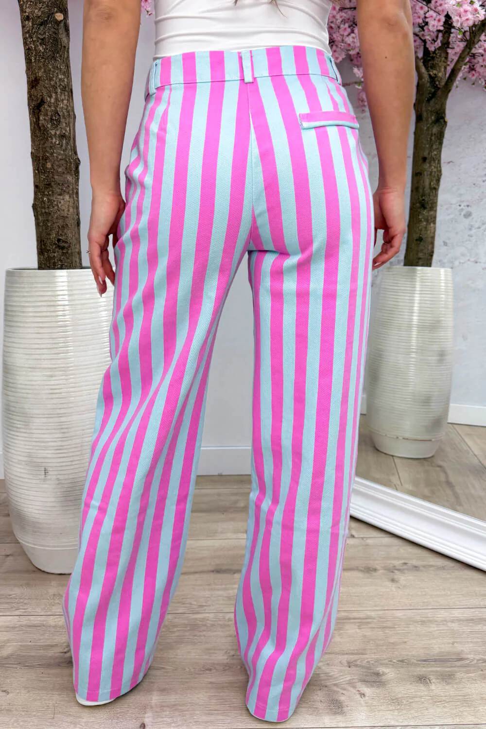 Striped straight leg jeans - Sky blue - Image 2
