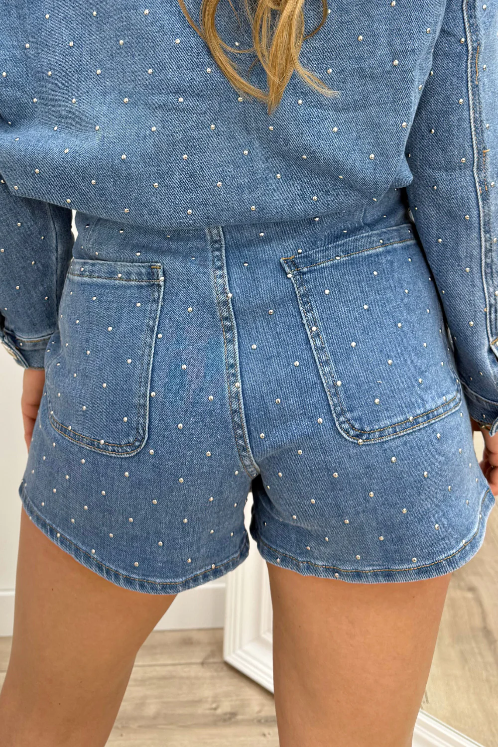 Studded denim skort - Jeans blue - Image 2