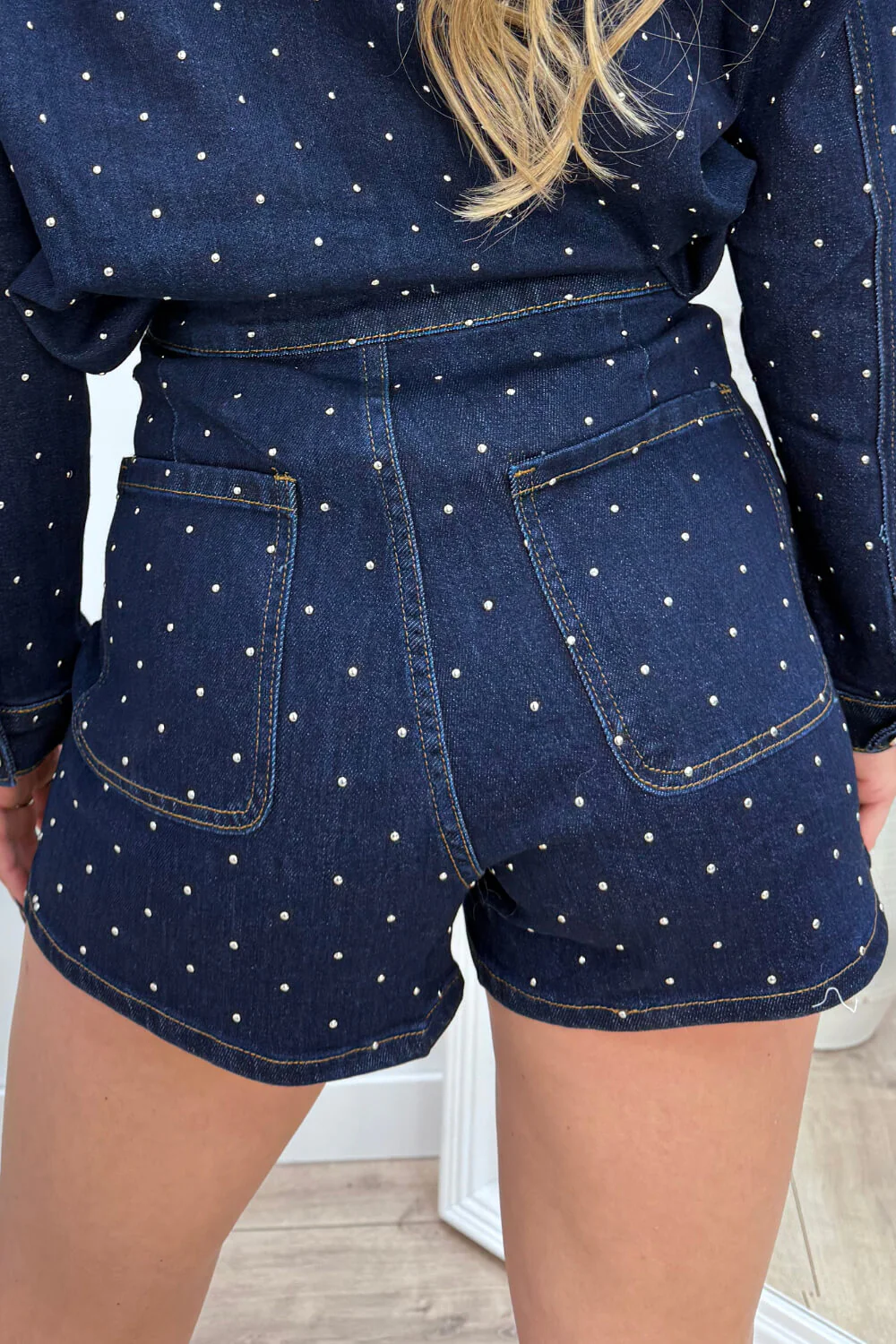 Studded denim skort - Navy - Image 2