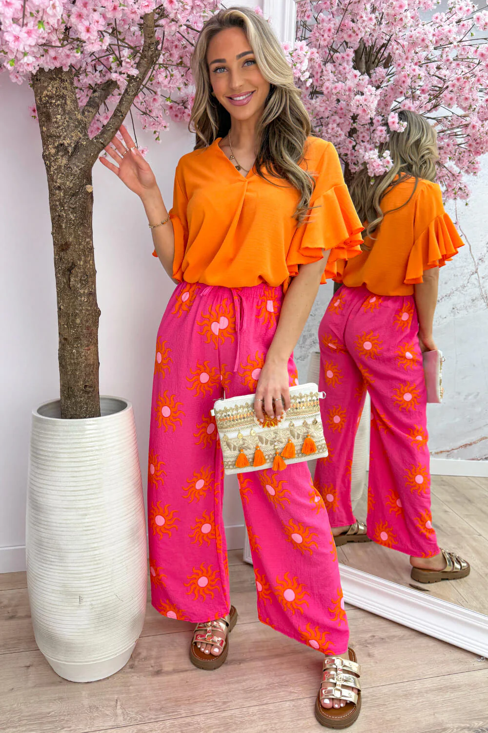 Sunny side flowy pants - Fuchsia - Image 3
