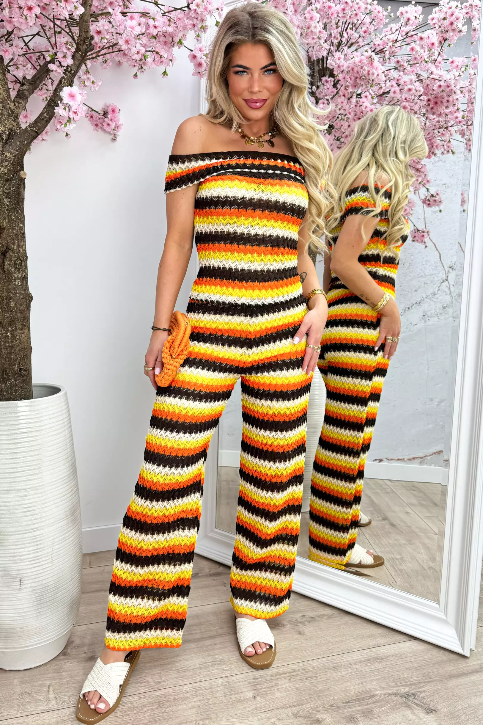 Sunshine is calling off shoulder topje - Oranje - Image 3