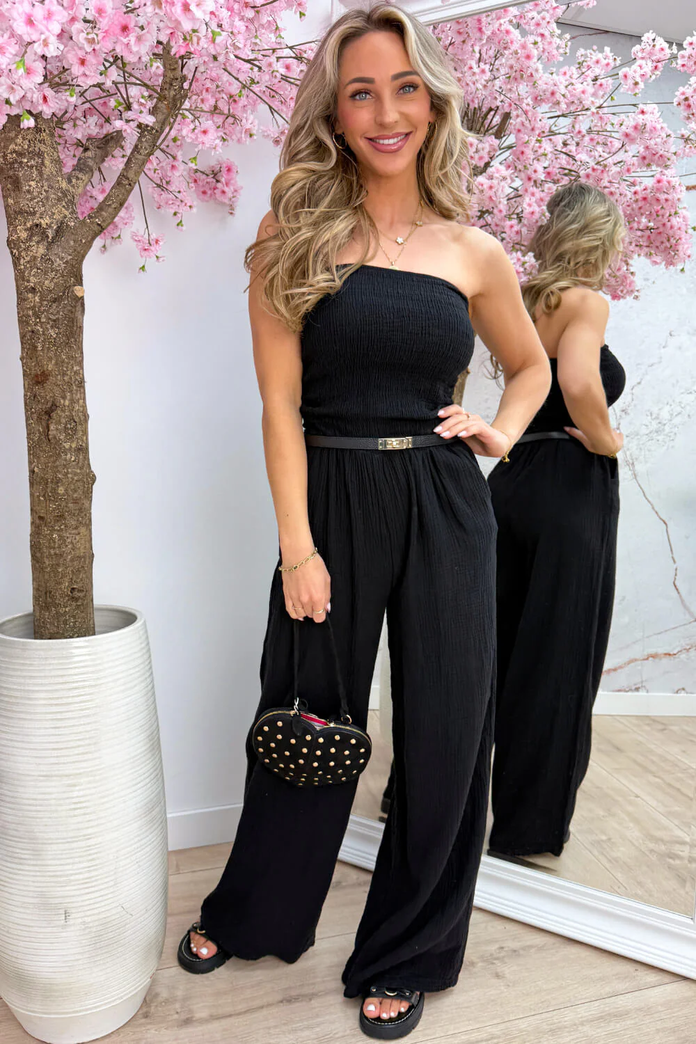 Valencia cotton jumpsuit - Zwart - Image 2