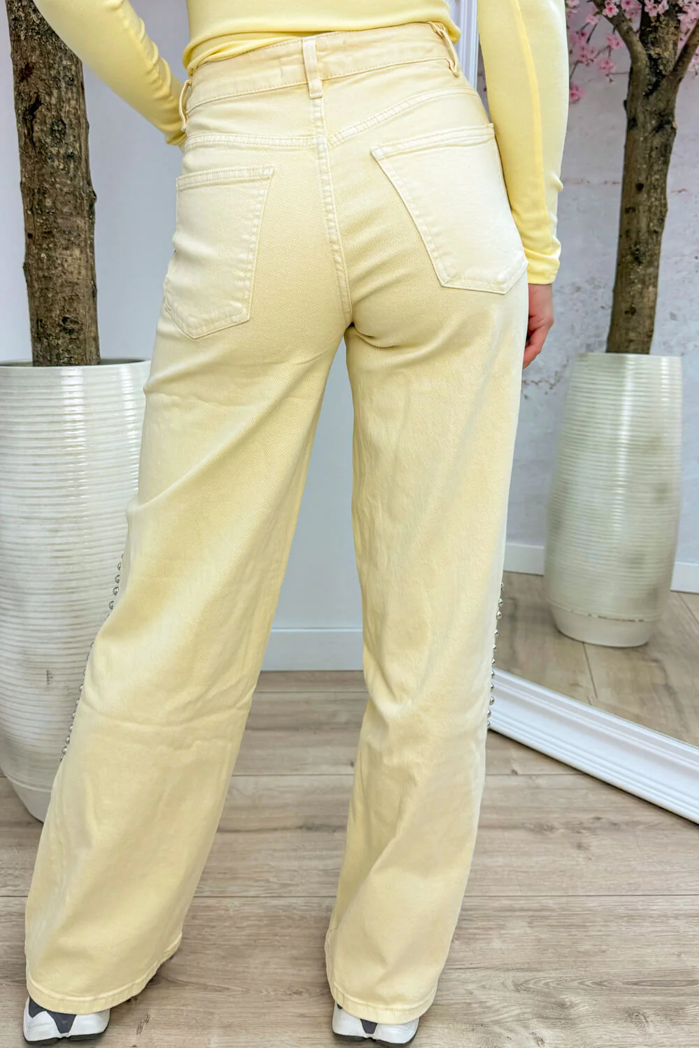 Wavy studs wide leg jeans - Geel - Image 3