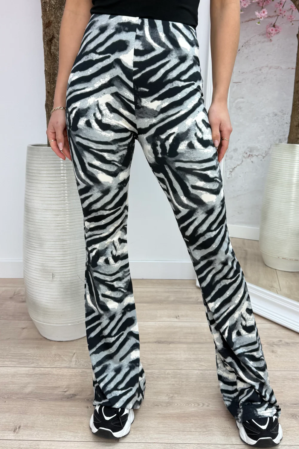 Wild stripe flair pants - Dk. grijs